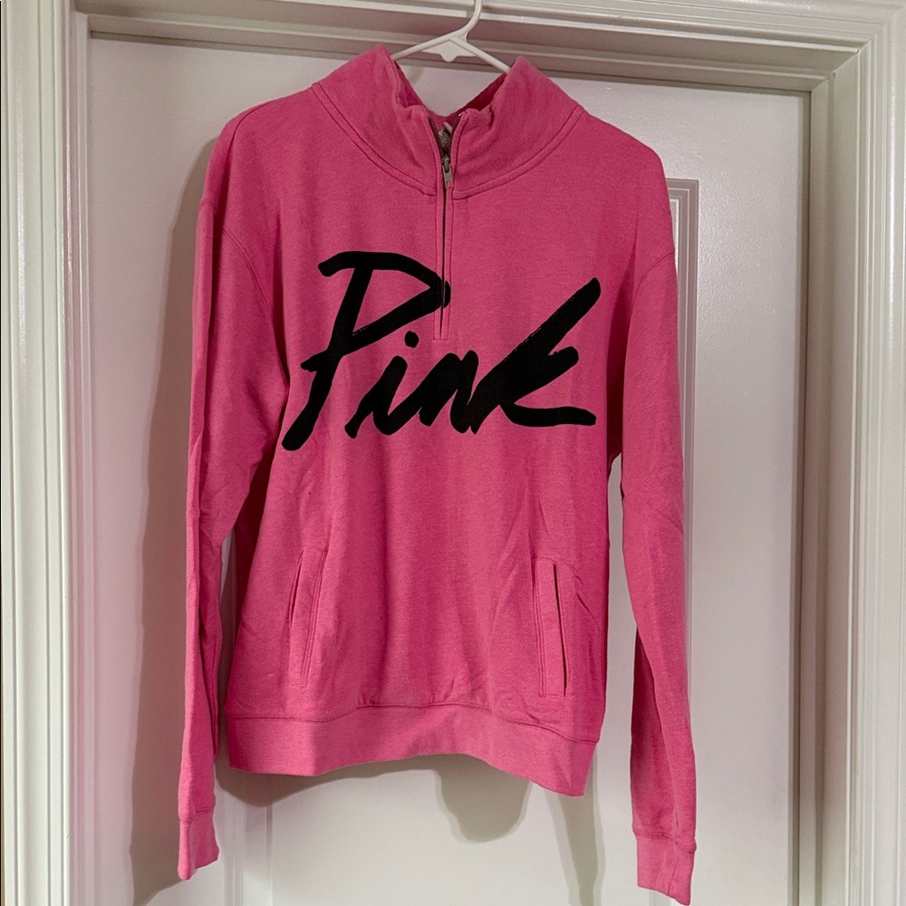 Pink Women's Quarter-Zip Sweatshirt - Size M